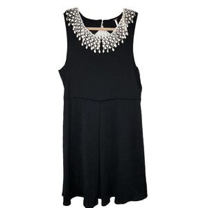 Free People Dress Wmn’s Sz L Black White Crochet Lace Collar Open Back‎ $168